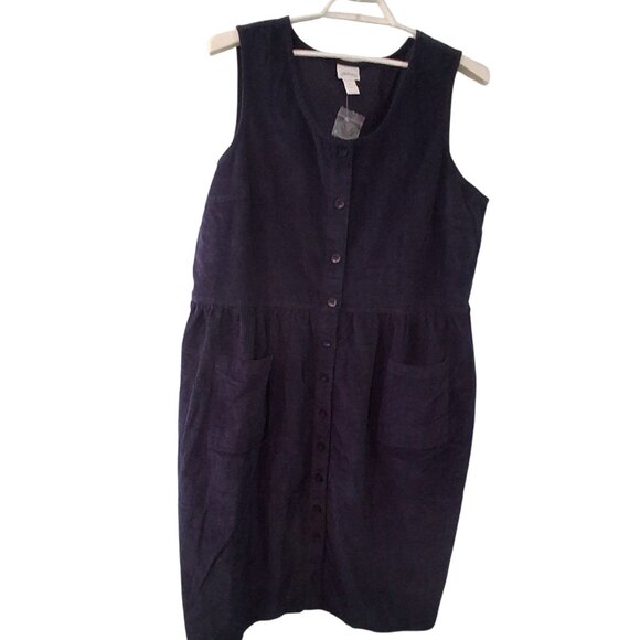 The Vermont Country Store nwot new dress womens 3X navy corduroy midi pockets - Picture 1 of 4